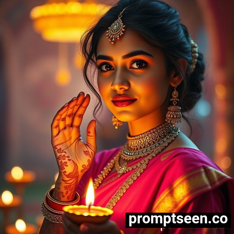 Diwali retro style prompt for girls - AI Generated Image