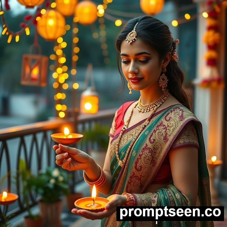 Diwali prompt for girls editing prompt created like photoshoot copy-paste - AI Generated Image