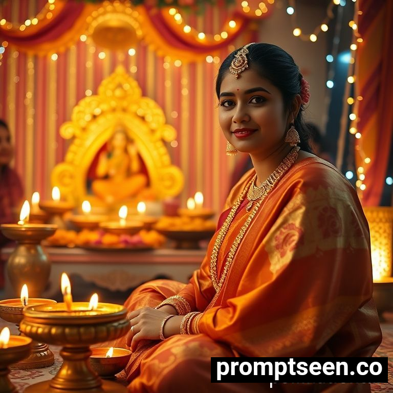 Diwali lakshmi pujan prompt - AI Generated Image