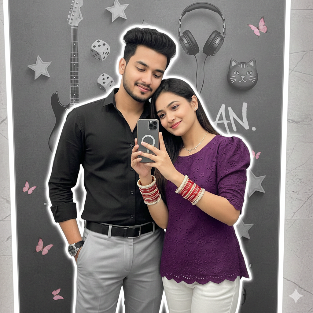 Mirror Selfie Prompt Ai Photo Editing Google Gemini For Couples  - AI Generated Image