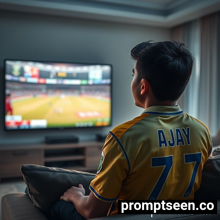 Prompt seen watching csk match in front of tv - AI Generated Image