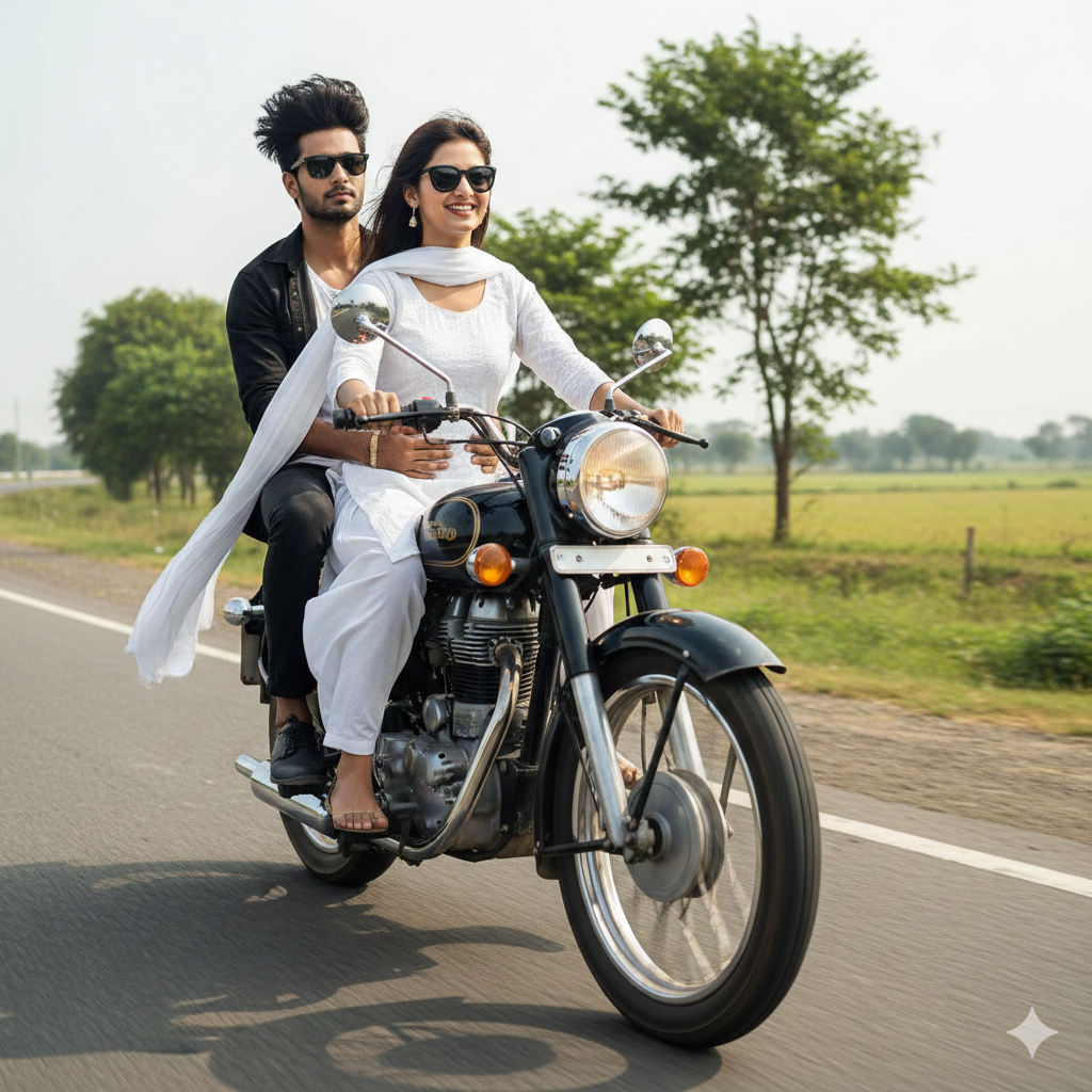 Couple Bike Riding Ai Photo Editing Prompt Try On Google Gemini  - AI Generated Image