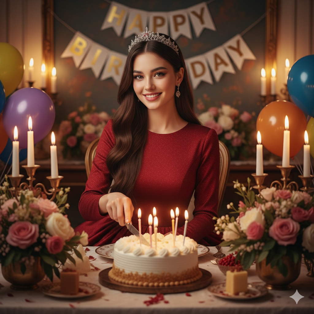 Happy birth day ai photo editing prompt for girls on google gemini - AI Generated Image