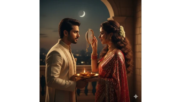 Karwa chauth ai gemini prompt for couples - AI Generated Image