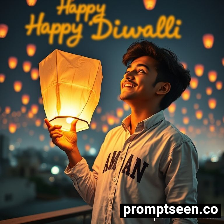 Happy diwali prompt for boys night view - AI Generated Image