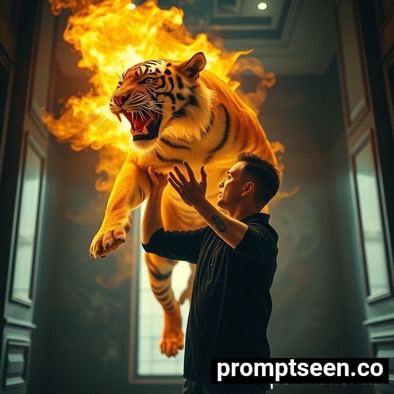 Fantasy camera portrait with tiger - AI Generated Image