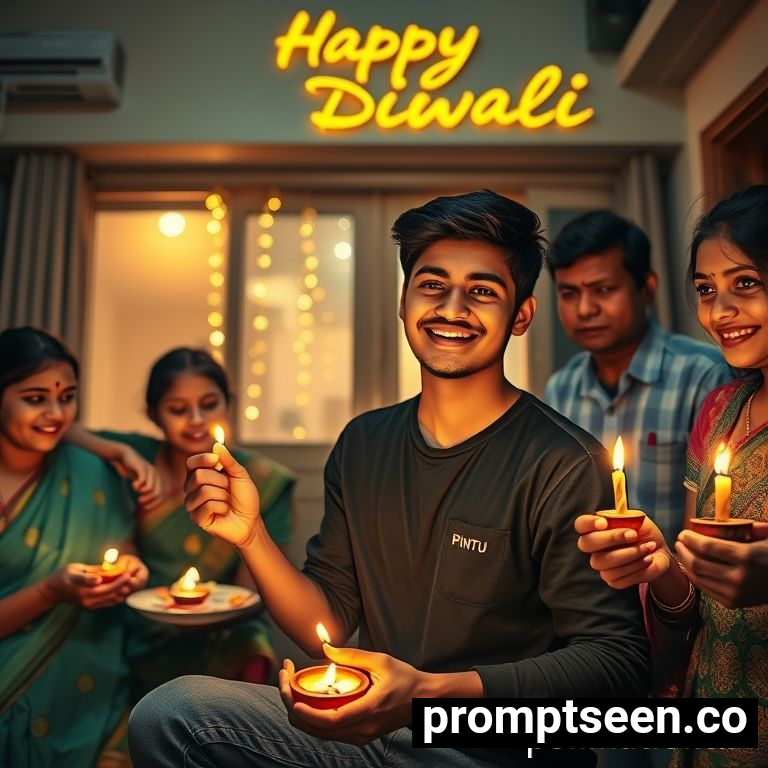 Viral happy diwali prompt for family - AI Generated Image
