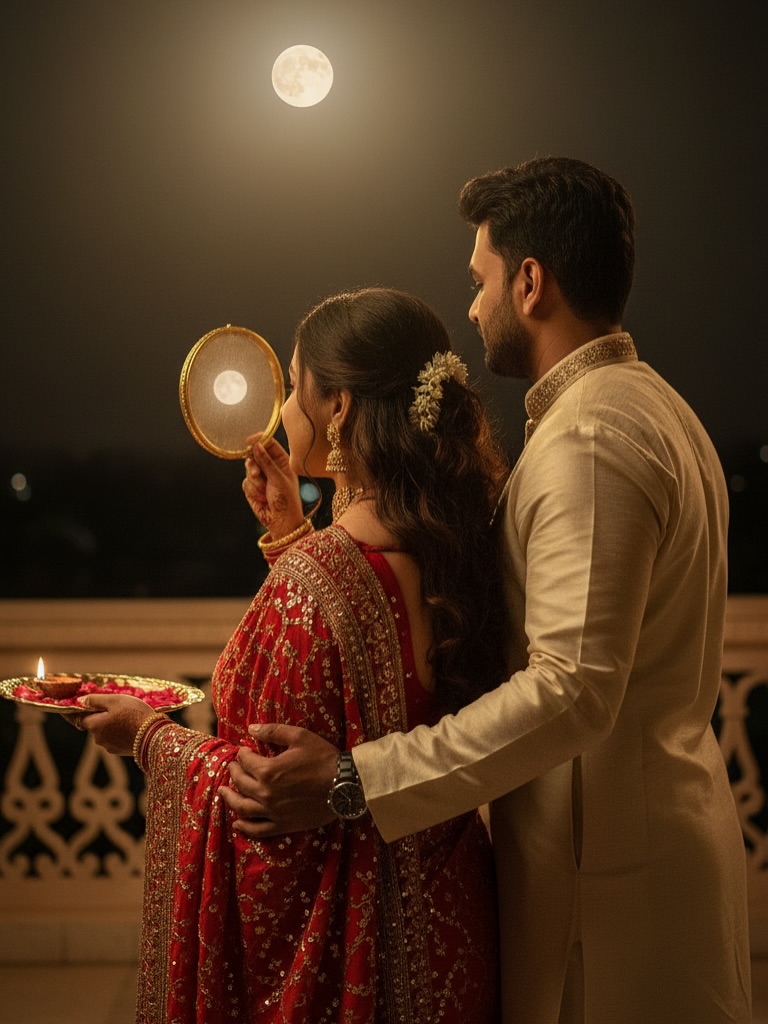 Karwa chauth google gemini prompt for couple  - AI Generated Image