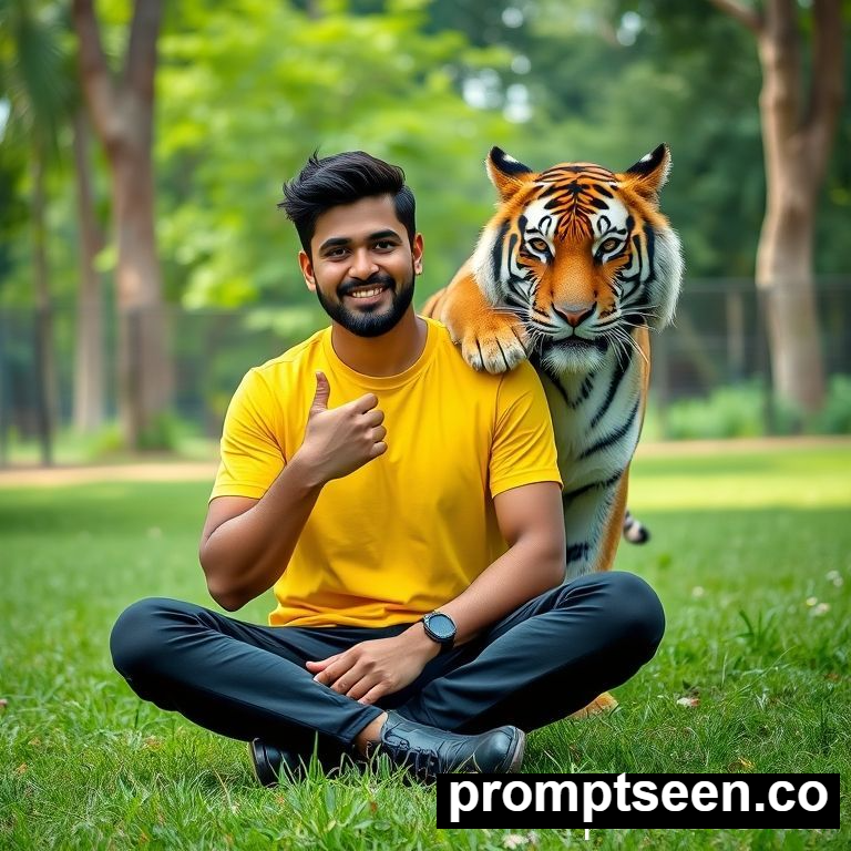 Viral tiger selfie prompt for instagram for boy - AI Generated Image