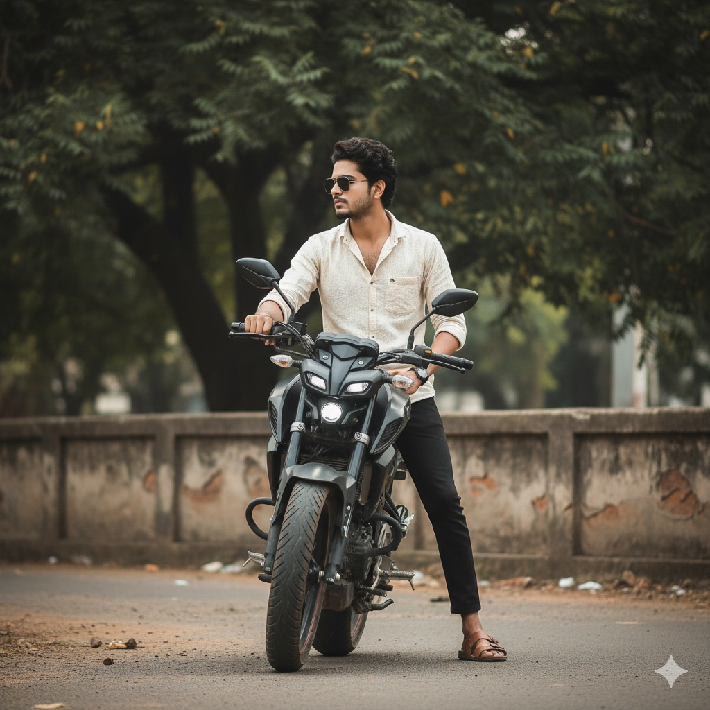 Bike rider ai photo editing prompt copy paste on google gemini - AI Generated Image