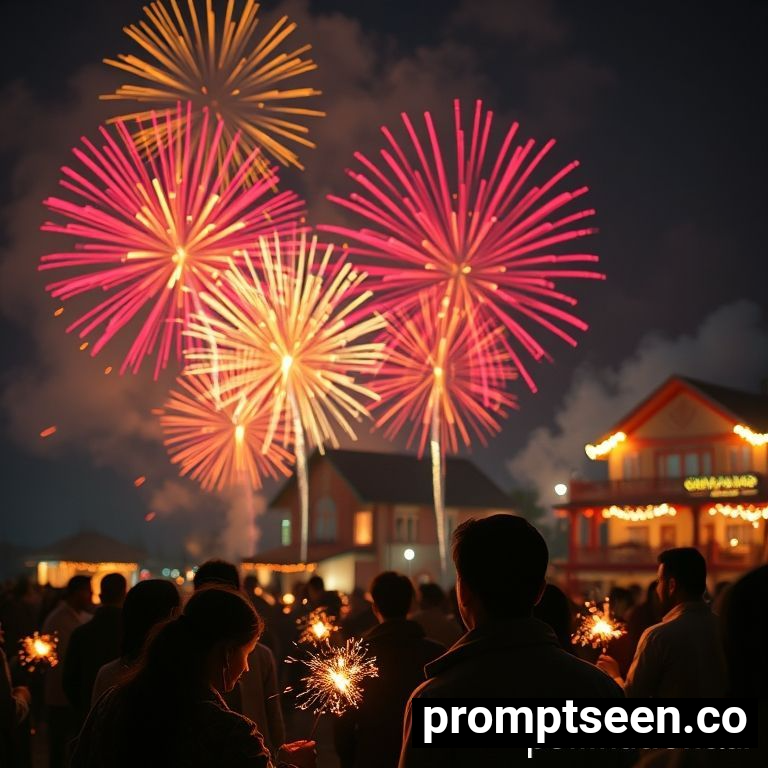 Happy diwali firework night india prompt - AI Generated Image