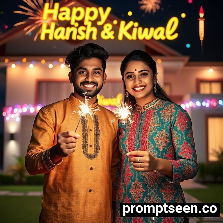 Happy diwali prompt for couples - AI Generated Image